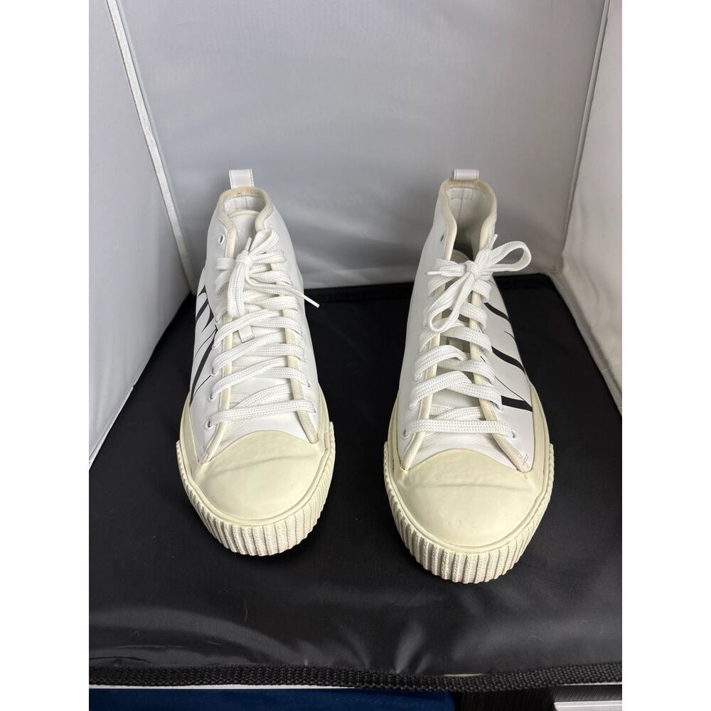 Valentino Garavani VLTN Print White Leather High-Top Sneakers Size 44